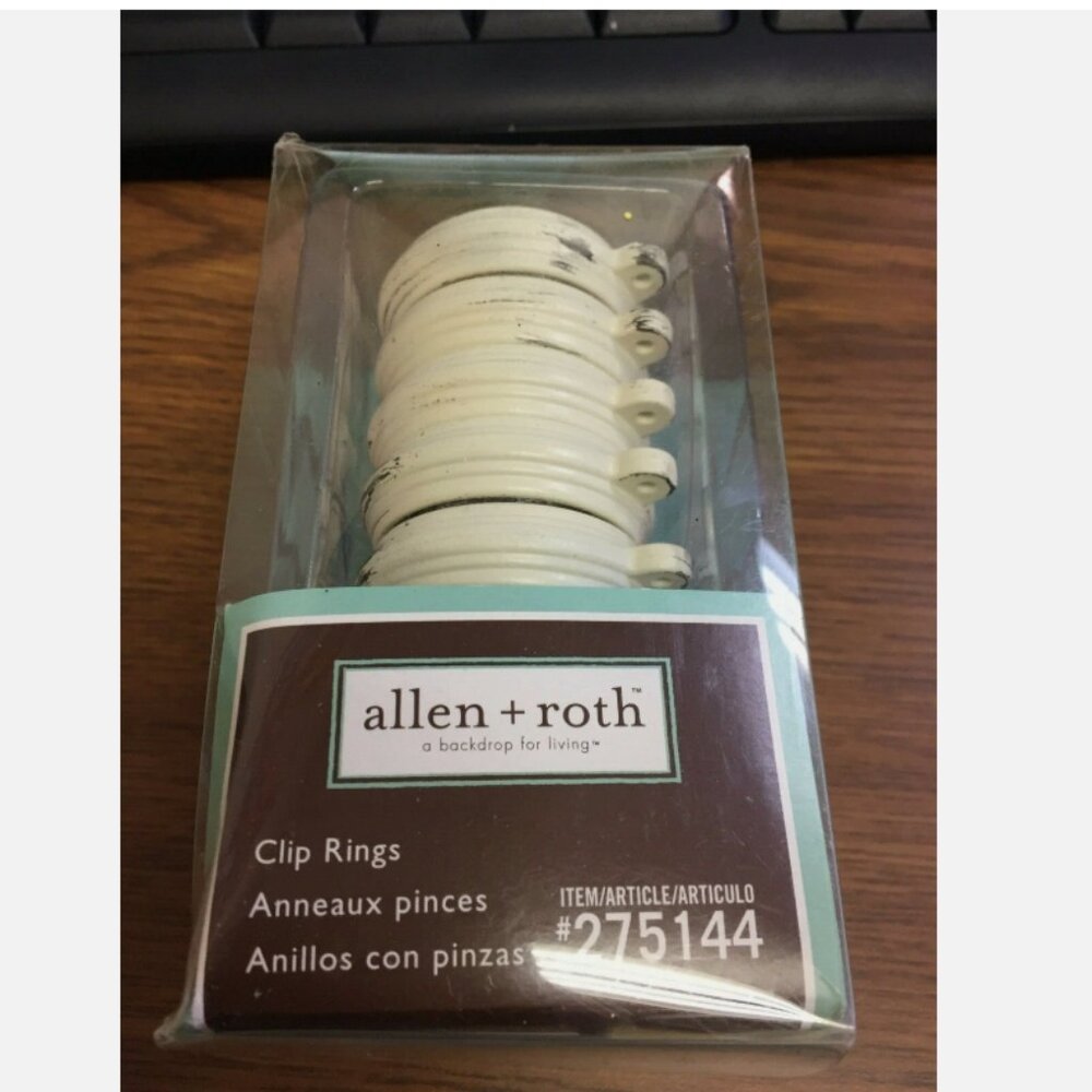 NEW Allen+Roth Drapery Clip Curtain Rings #275144 Antique White Fits 1" Diam Rod